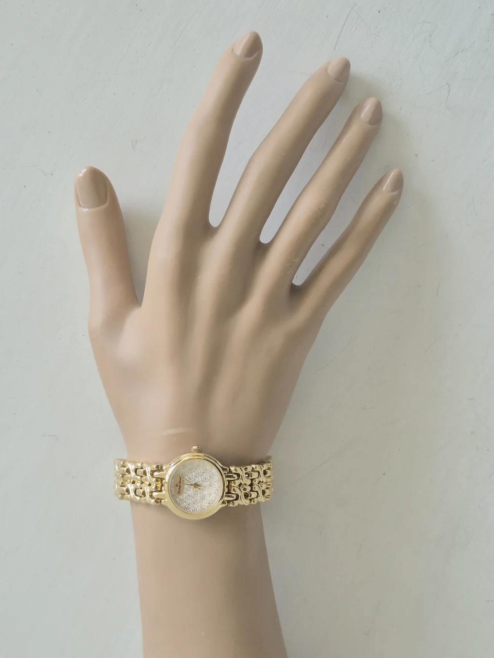 Mathey-Tissot Gold-Tone Women's Bracelet Watch with Sparkling Pave Crystal Dial